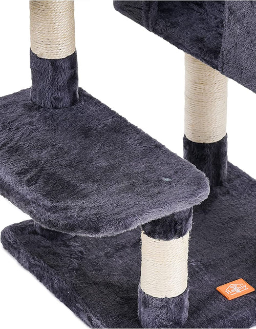 Load image into Gallery viewer, Cat Tree, Cat Tower for Indoor Cats with Scratching Board, Multi-Level Cat Furniture Condo with Feeding Bowl Smoky Gray HCT010G