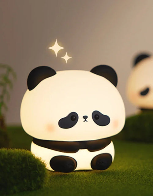 Load image into Gallery viewer, Cute Panda LED Night Light, Silicone Night Light, USB Rechargeable, Touch Night Lamp, Bedroom Timing Lamp Decoration, Children'S