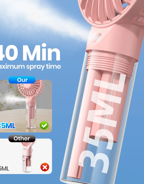 Load image into Gallery viewer, Portable Handheld Misting Fan 2000Mah Rechargeable Personal Mister Fan, Battery Operated Spray Water Mist Fan Foldable Mini