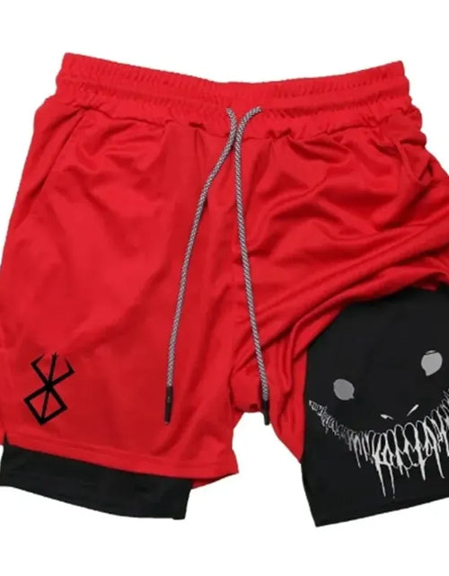 Load image into Gallery viewer, 2024 New Men'S Fitness Training Skinny Shorts Demon Print Summer 2 in 1 Quick Dry Gym Beach Jogging Shorts Outdoor Sportwear