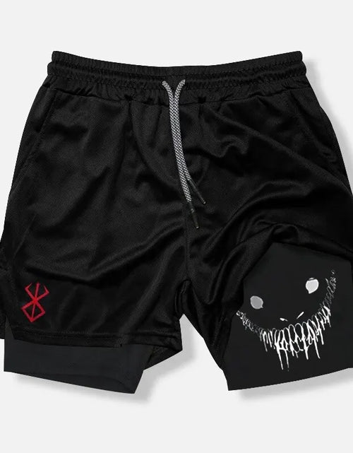 Load image into Gallery viewer, 2024 New Men'S Fitness Training Skinny Shorts Demon Print Summer 2 in 1 Quick Dry Gym Beach Jogging Shorts Outdoor Sportwear