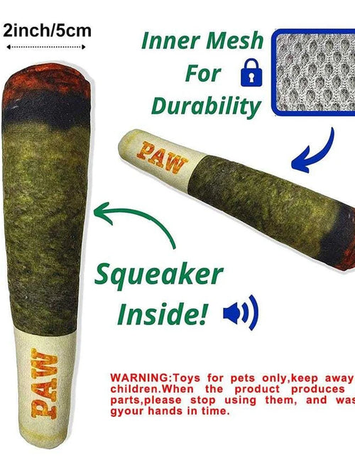 Load image into Gallery viewer, Funny Interactive Dog Toys - Cigar Design Plush Squeaky Pet Toys Grinding Teeth Creative Chew Toy for Small Medium Dog