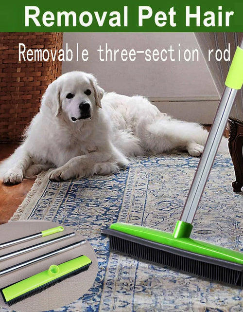 Load image into Gallery viewer, Pet Hair Rubber Broom Floor Brush for Carpet Dog Hair Remover with Built in Squeegee Silicone Broom Hair Remover Cleaning