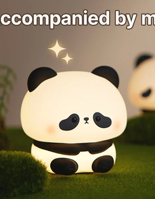 Load image into Gallery viewer, Cute Panda LED Night Light, Silicone Night Light, USB Rechargeable, Touch Night Lamp, Bedroom Timing Lamp Decoration, Children'S