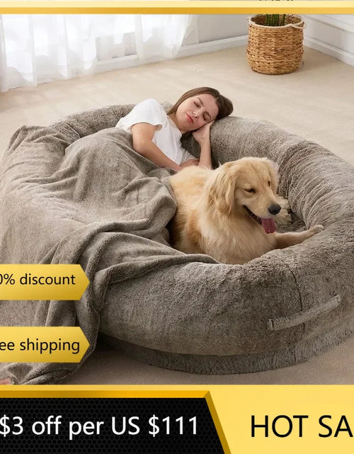 Load image into Gallery viewer, Large Human Dog Bed Bean Bag Bed for Giant Beanbag Dog Bed with , Families, Pets,72"X48"X10" (Brown)Freight Free