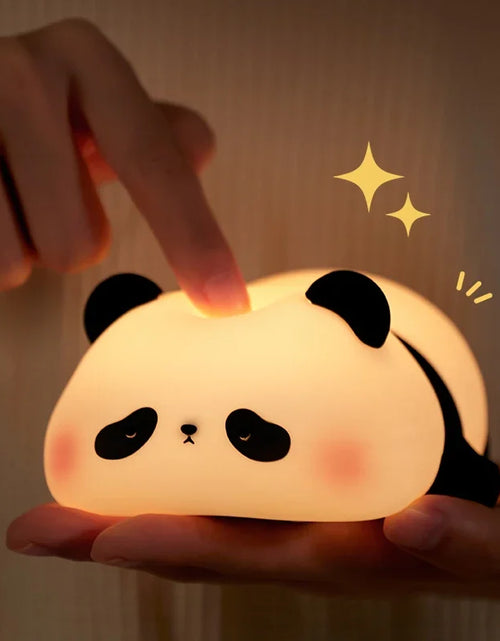 Load image into Gallery viewer, Cute Panda LED Night Light, Silicone Night Light, USB Rechargeable, Touch Night Lamp, Bedroom Timing Lamp Decoration, Children'S