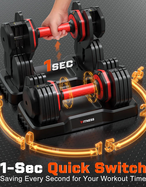 Load image into Gallery viewer, 50Lb(25Lb*2) 5 in 1 Adjustable Dumbbells 25LB Set of 2 Adjustable Free Weights Plates and Rack - Hand Weights for Women and Men - Adjust Weight for Home Gym Full Body Workout Fitness