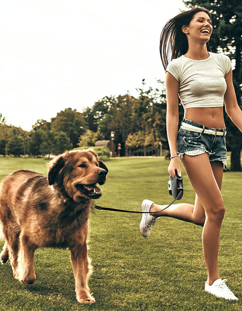 Load image into Gallery viewer, Retractable Dog Leash with Dispenser and Poop Bags for X-Small/Small/Medium/Large Breed, 16 Ft Heavy Duty Pet Walking Leash, Anti-Slip Soft Handle, Reflective Strong Nylon Tape, One-Handed Brake