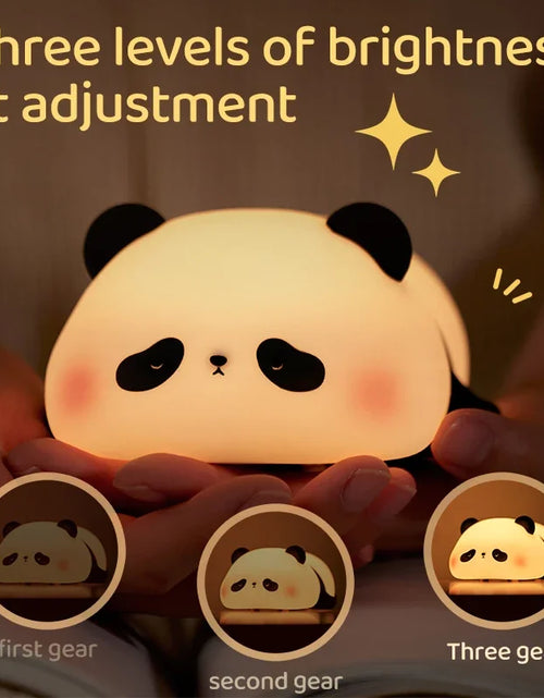 Load image into Gallery viewer, Cute Panda LED Night Light, Silicone Night Light, USB Rechargeable, Touch Night Lamp, Bedroom Timing Lamp Decoration, Children'S