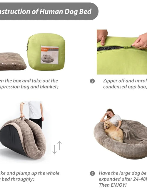 Load image into Gallery viewer, Large Human Dog Bed Bean Bag Bed for Giant Beanbag Dog Bed with , Families, Pets,72"X48"X10" (Brown)Freight Free