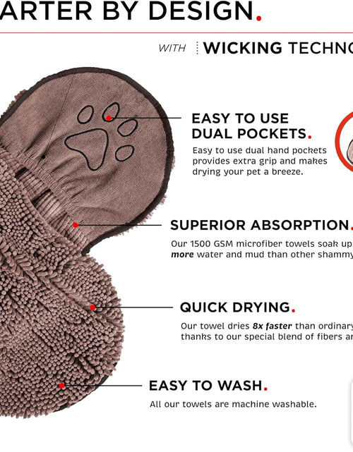 Load image into Gallery viewer, Shammy Dog Towels for Drying Dogs - Heavy Duty Soft Microfiber Bath Towel - Super Absorbent, Quick Drying, & Machine Washable - Must Have Dog & Cat Bathing Supplies | Grey 13X31