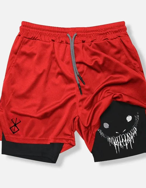 Load image into Gallery viewer, 2024 New Men'S Fitness Training Skinny Shorts Demon Print Summer 2 in 1 Quick Dry Gym Beach Jogging Shorts Outdoor Sportwear