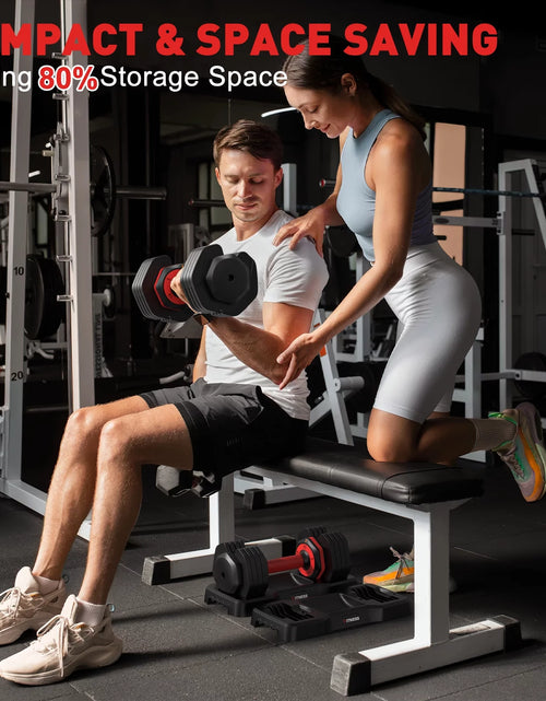 Load image into Gallery viewer, 50Lb(25Lb*2) 5 in 1 Adjustable Dumbbells 25LB Set of 2 Adjustable Free Weights Plates and Rack - Hand Weights for Women and Men - Adjust Weight for Home Gym Full Body Workout Fitness