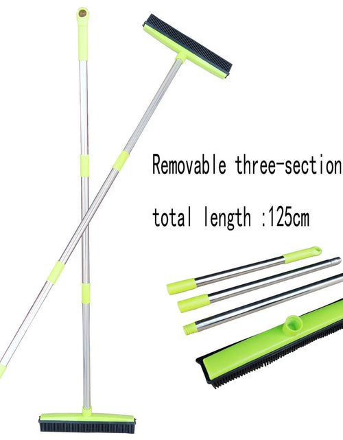 Load image into Gallery viewer, Pet Hair Rubber Broom Floor Brush for Carpet Dog Hair Remover with Built in Squeegee Silicone Broom Hair Remover Cleaning