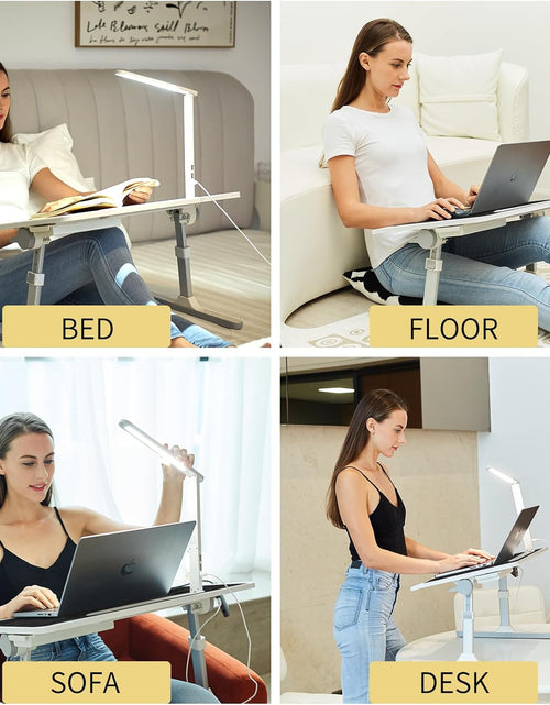 Load image into Gallery viewer, Lap Desk for Laptop, Portable Bed Table Desk, Laptop Desk with LED Light and Drawer, Adjustable Laptop Stand for Bed, Sofa, Study, Reading
