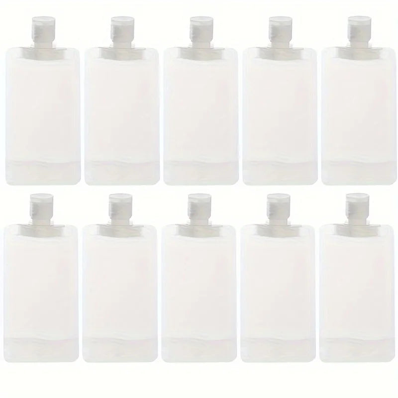 10Pcs 30/50/100Ml Portable Reusable Plastic Squeeze Packing Bag for Lotion Shampoo Cosmetic Fluids Refillable Travel Pouches