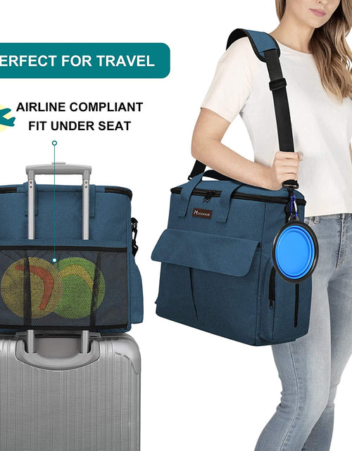 Load image into Gallery viewer, Dog Travel Bag Dog Travel Kit for a Weekend Away Set Includes Pet Travel Bag Organizer for Accessories, 2 Collapsible Dog Bowls, 2 Travel Dog Food Container (Black)