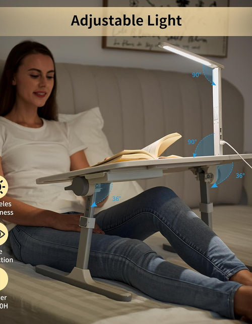 Load image into Gallery viewer, Lap Desk for Laptop, Portable Bed Table Desk, Laptop Desk with LED Light and Drawer, Adjustable Laptop Stand for Bed, Sofa, Study, Reading