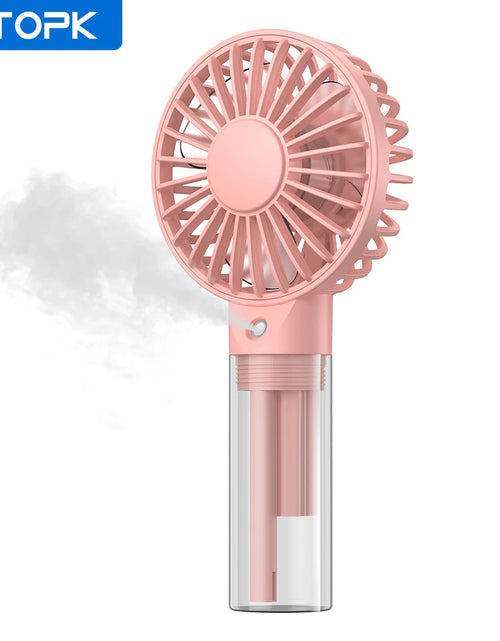 Load image into Gallery viewer, Portable Handheld Misting Fan 2000Mah Rechargeable Personal Mister Fan, Battery Operated Spray Water Mist Fan Foldable Mini