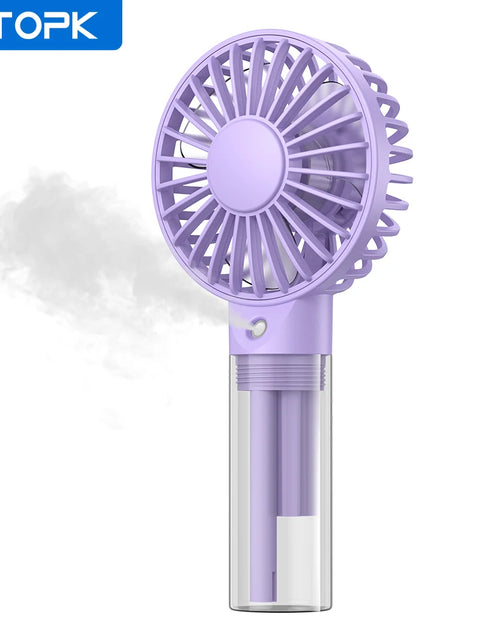 Load image into Gallery viewer, Portable Handheld Misting Fan 2000Mah Rechargeable Personal Mister Fan, Battery Operated Spray Water Mist Fan Foldable Mini