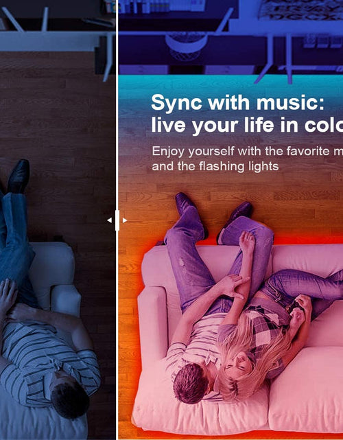 Load image into Gallery viewer, 50 FT Long LED Strip Lights,  Bluetooth LED Lights for Bedroom, Color Changing Light Strip with Music Sync, Smart Lights Controlled via Phone APP and IR Remote.