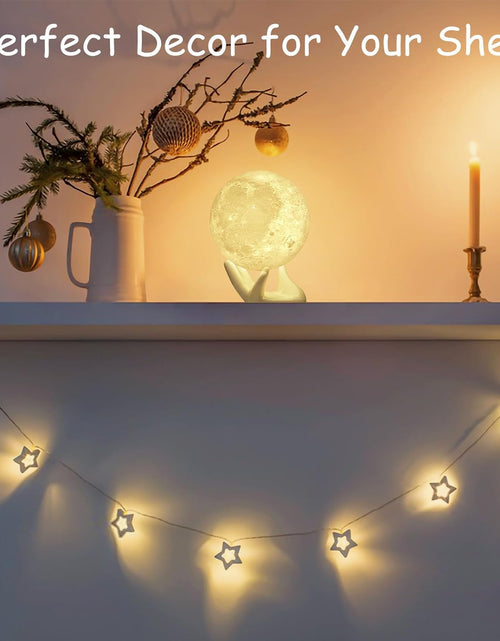 Load image into Gallery viewer, Moon Lamp, 3.5 Inch 3D Printing Lunar Lamp Night Light with White Hand Stand as Kids Women Girls Boy Birthday Gift, USB Charging Touch Control Brightness Two Tone Warm Cool White