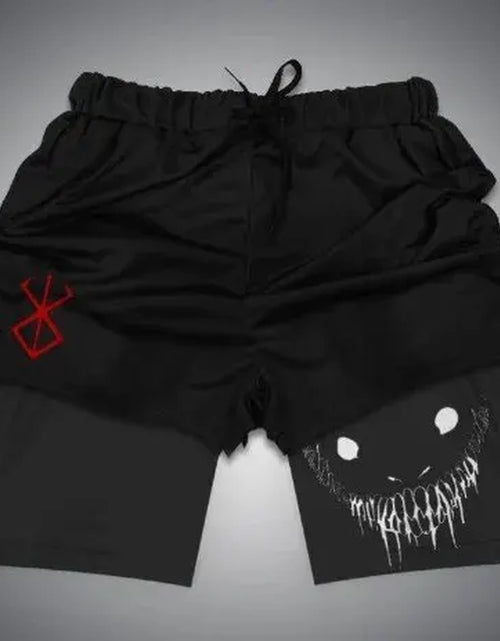 Load image into Gallery viewer, 2024 New Men'S Fitness Training Skinny Shorts Demon Print Summer 2 in 1 Quick Dry Gym Beach Jogging Shorts Outdoor Sportwear