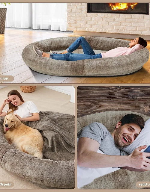 Load image into Gallery viewer, Large Human Dog Bed Bean Bag Bed for Giant Beanbag Dog Bed with , Families, Pets,72"X48"X10" (Brown)Freight Free