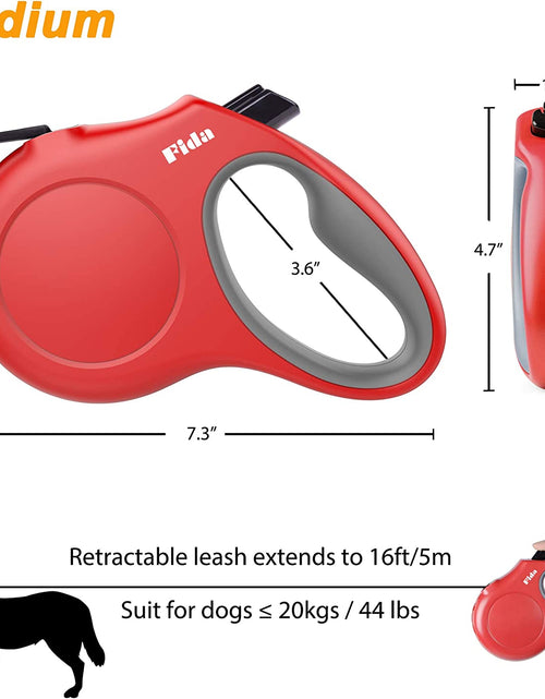 Load image into Gallery viewer, Retractable Dog Leash with Dispenser and Poop Bags for X-Small/Small/Medium/Large Breed, 16 Ft Heavy Duty Pet Walking Leash, Anti-Slip Soft Handle, Reflective Strong Nylon Tape, One-Handed Brake