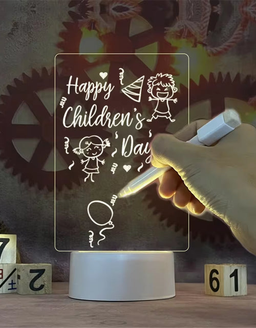 Load image into Gallery viewer, Transparent Luminous LED Night Lights USB Luminous Acrylic Night Light Erasable Write Message Board Calendar Desktop Ornaments