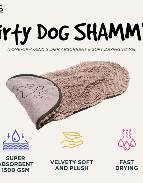 Load image into Gallery viewer, Shammy Dog Towels for Drying Dogs - Heavy Duty Soft Microfiber Bath Towel - Super Absorbent, Quick Drying, & Machine Washable - Must Have Dog & Cat Bathing Supplies | Grey 13X31