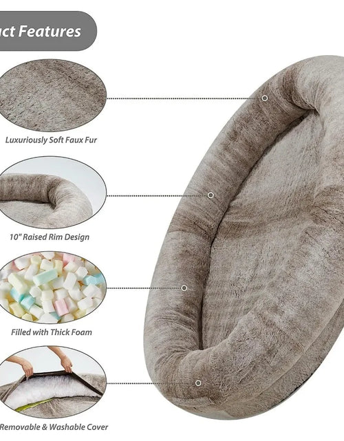 Load image into Gallery viewer, Large Human Dog Bed Bean Bag Bed for Giant Beanbag Dog Bed with , Families, Pets,72"X48"X10" (Brown)Freight Free