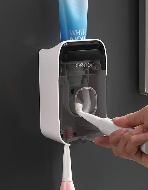 Load image into Gallery viewer, Automatic Toothpaste Dispenser Squeezer with Toothbrush Holder Wall Mounted Bathroom Accessories Sets