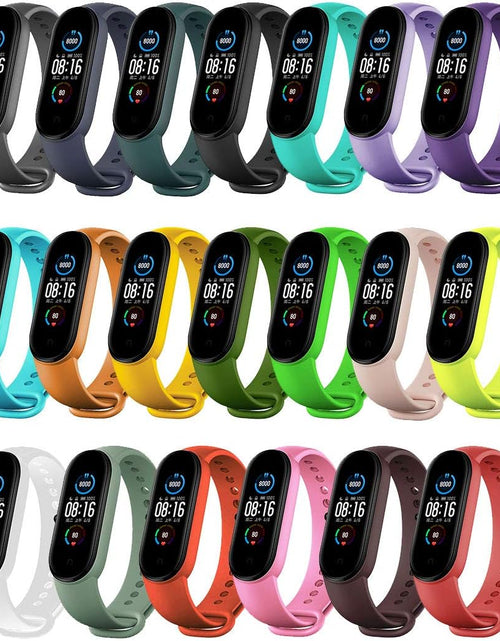 Load image into Gallery viewer, Replacement Bands Compatible with Xiaomi Mi Band 6/Xiaomi Mi Band 5/Amazfit Band 5, Soft Silicone Wristbands, Sport Adjustable Wrist Strap for Women Men