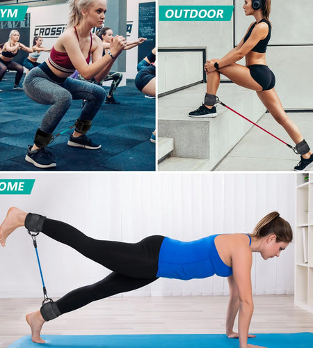 Ankle Resistance Bands Set, Ankle Tube Band with Adjustable, 60LB Three Different Pound Resistance Bands, Recoils and Glutes Workouts, Legs Resistance Bands with Ankle Strap for Women & Men