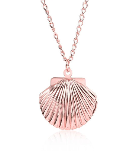 Openable Mermaids Photo Locket Shell Pendant Necklaces for Women Kids Jewelry Collares Mermaid Choker Necklace Souvenir Gift