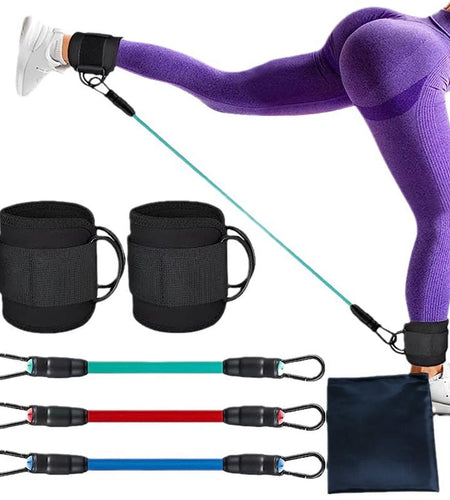 Ankle Resistance Bands Set, Ankle Tube Band with Adjustable, 60LB Three Different Pound Resistance Bands, Recoils and Glutes Workouts, Legs Resistance Bands with Ankle Strap for Women & Men