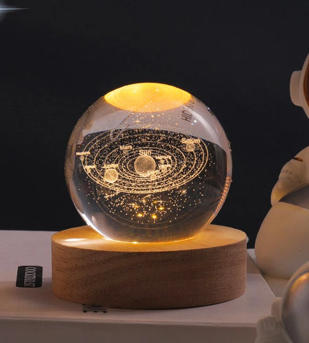 3D Crystal Ball LED Night Light Glowing Planetary Galaxy Lamp for Home Bedrom Desk Creative Decor Gift Planet Moon Bedside Lamp