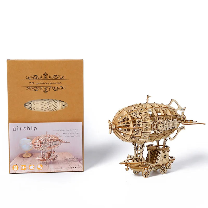 Creative Airship Model Jigsaw Puzzles Models Kit Child Model Car DIY 3D Puzzle Toys for Adults Handmade Toys Wooden Model