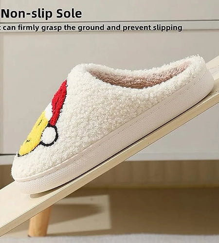 Smile Face Slippers for Women Men, Anti-Slip Soft Plush House Slippers with Memory Foam Slip Cute Cartoon Shoes Warmth for Indoor Outdoor（42/43）
