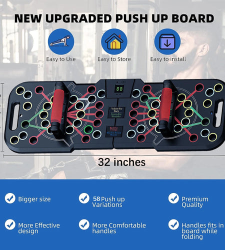 Push up Board with Smart Count, Multi-Function 60 in 1 Push up Bar (Foldable & Portable),Push up Handles for Floor,Professional Home Workout Equipment,Gym Equipment Strength Training Equipment for Men