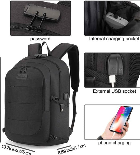 Travel Laptop Backpack Water Resistant Anti-Theft Bag with USB Charging Port and Lock 14/15.6 Inch Computer Business Backpacks for Women Men College School Student Gift,Bookbag Casual Hiking Daypack