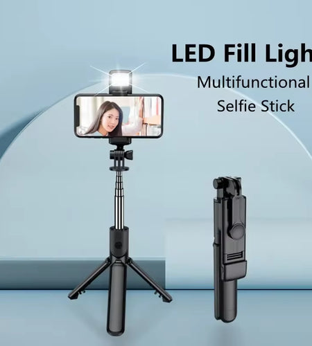 New 3 in 1 Wireless Selfie Tripod with Fill Light Bluetooth Shutter Remote Control Portable Foldable Monopod for Smart Phone