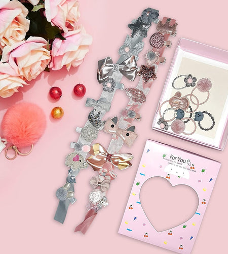 Baby Girl'S Hair Clips Cute Hair Bows Baby Elastic Hair Ties Hair Accessories Ponytail Holder Hairpins Set for Baby Girls Teens Toddlers, Assorted Styles, 36 Pieces Pack (Pink)